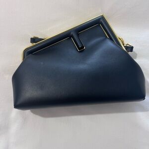 Fendi Black Leather Small Fendi First Shoulder Bag